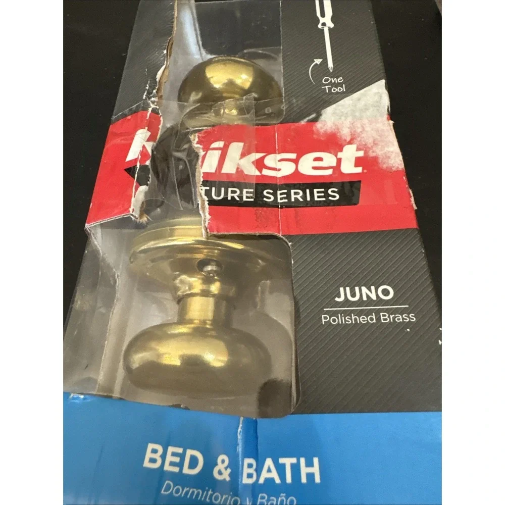 Kwikset Polished Brass‎ Bed and Bath Juno Door Knob 97300-827
